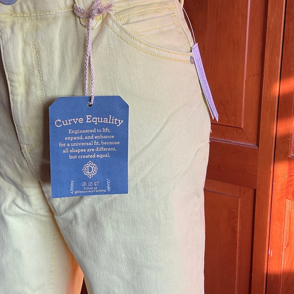 Democracy Yellow Straight Leg Pants - Picture 2 of 6